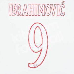 2004-05 Ajax Amsterdam Home Name Number Set #9 IBRAHIMOVIC Repro