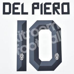 2010-12 Juventus Away Name Number Set #10 DEL PIERO Repro