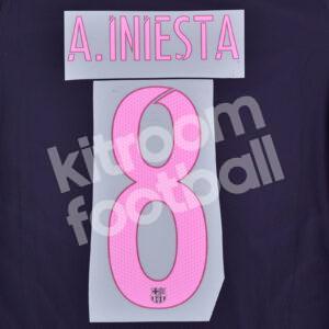 2016-17 Barcelona Away Name Number Set #8 Andres INIESTA Repro