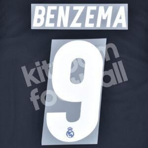 2016-17 Real Madrid Away Name Number Set #9 BENZEMA Repro