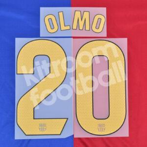 2024-25 Fc Barcelona Home Name Number Set #20 Dani OLMO La Liga Repro