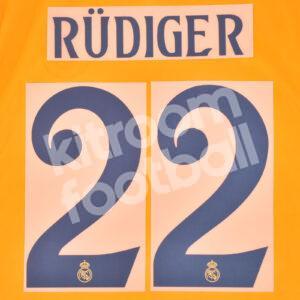 2024-25 Real Madrid Away Name Number Set #22 RUDIGER (Champions League) Repro