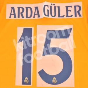 2024-25 Real Madrid Away Name Number Set #15 ARDA GULER (Champions League) Repro