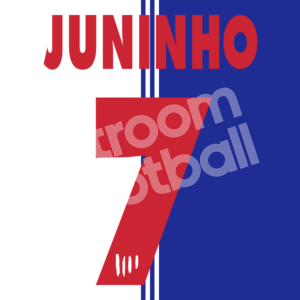 1997-98 Atletico de Madrid Third Name Number Set #7 JUNINHO Flock Repro