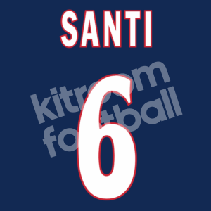 1998-99 Atletico de Madrid Away Name Number Set #6 SANTI Denia Uefa Repro (Velvet)