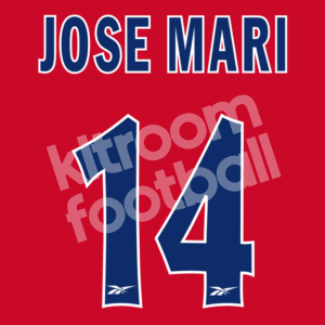 1998-99 Atletico Madrid Home Name Set & Number #14 JOSE MARI (Repro)