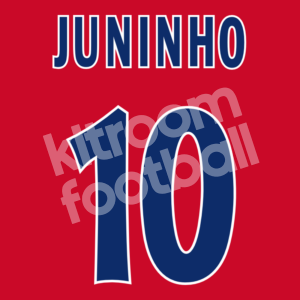 1998-99 Atletico de Madrid Home Name Number Set #10 JUNINHO Uefa Repro (Velvet)
