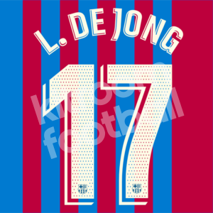 2021-22 Barcelona Home Name Number Set #17 Luc DE JONG La Liga Repro