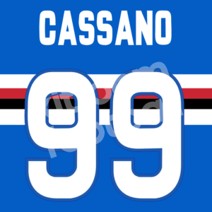 2007-08 Sampdoria Home Name Set Number #99 CASSANO Repro