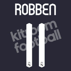 2007-08 Real Madrid Away Name Number Set #11 ROBBEN Repro - Image 1