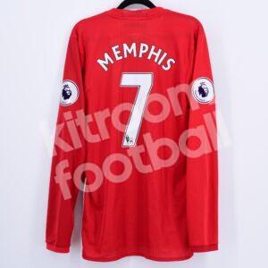 2016-17 Manchester United Player Issue Home Long Sleeve Shirt #7 MEMPHIS Depay (Adidas) (Size 7)