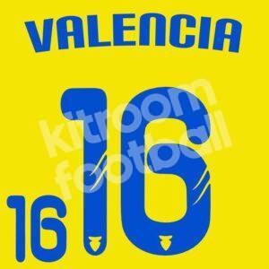 2011 Copa America Ecuador Home Name Number Set #16 VALENCIA (Repro)