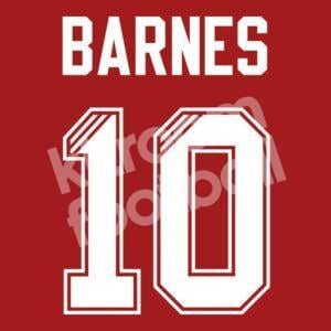 1995-96 Liverpool Home Name Number Set #10 Jon BARNES Flock/Velvet White (Repro)