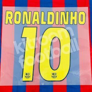 Official Reissue 2004-06 Barcelona Home Name Set & Number #10 RONALDINHO (UCL)