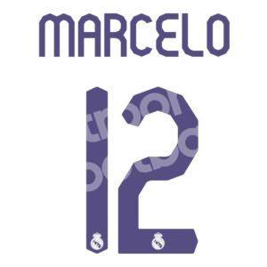 2007-08 Real Madrid Home Name Set & Number #12 MARCELO (Repro) - Image 1
