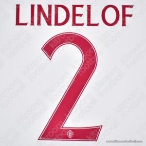 2023-24 Manchester United Home Name Set & Number #2 LINDELOF (Repro)
