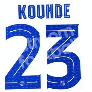 2023-24 Barcelona Away Name Set & Number #23 KOUNDE (Repro) UCL