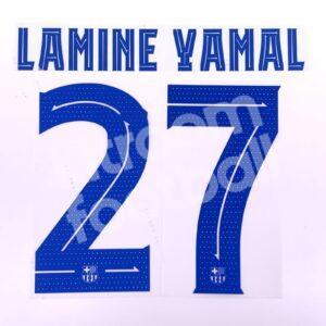 2023-24 Barcelona Away Name Set & Number #27 LAMINE YAMAL (Repro)