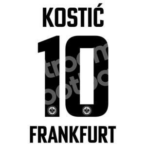 2021-22 Eintracht Frankfurt 3rd Kit Name Set & Number #10 KOSTIC (Repro)