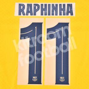 Original Player Issue 2023-24 Barcelona Fourth Name Set & Number #11 RAPHINHA TPT