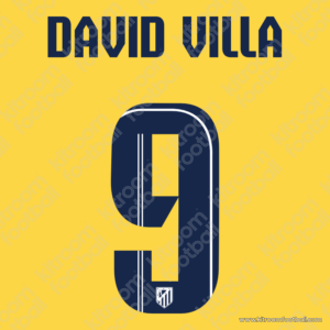 2013-14 Atletico Madrid Away Name Set #9 DAVID VILLA (Repro)