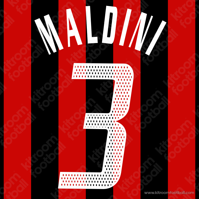 2002-04 AC Milan Home Name Set #3 MALDINI (Repro) – Kitroom Football