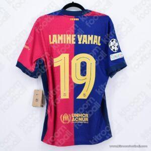 2024-25 UEFA Champions League Barcelona Authentic Home Shirt #19 LAMINE YAMAL (Nike) (Size L) - Image 1