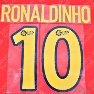 Official Reissue 2003-04 Barcelona La Liga Home & Third Name Set #10 RONALDINHO (Sporting ID)