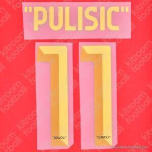 2024-25 AC Milan Fourth Name Set #11 PULISIC Diavoli OFF-WHITE (Repro)