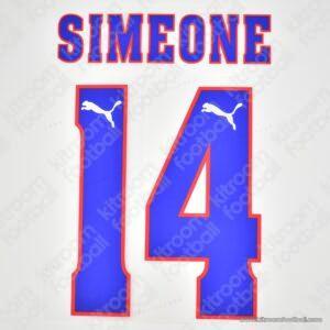 1996-97 Atletico Madrid Away Name Set #14 SIMEONE (Repro)