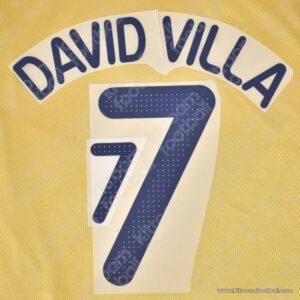 2008 UEFA Euro Spain Away Name Set #7 DAVID VILLA (Repro)