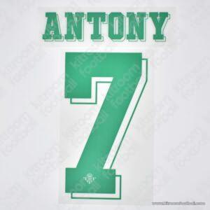 Original Player Issue 2024-25 UEFA Conference League Real Betis Home Name Set #7 ANTONY (TPT)