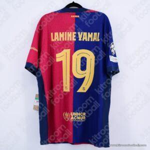 2024-25 UEFA Champions League Barcelona Authentic Home Shirt #19 LAMINE YAMAL (Nike) (Size XL)