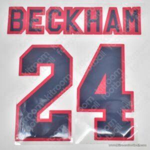 1995-96 Manchester United Premier League Away Name Set #24 BECKHAM (Repro)