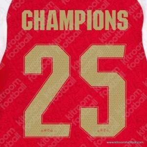 2024-25 UEFA Champions League Arsenal Home Name Set #25 CHAMPIONS (Repro)