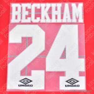 1994-96 Premier League Manchester United Home Name Set #24 BECKHAM (Repro)