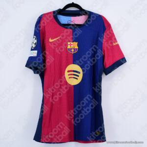 2024-25 UEFA Champions League Barcelona Player Issue Home Shirt #19 LAMINE YAMAL (Nike) (Size L) - Image 2