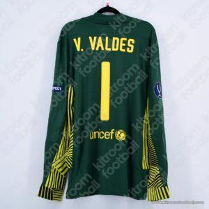 Official 2011-12 UEFA SuperCup Barcelona Goalkeeper Long Sleeve Shirt #1 Victor VALDES (Nike) (Size L)