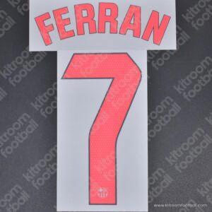 Original Player Issue 2024-25 La Liga Barcelona Away Name Set #7 FERRAN (TPT)