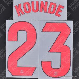 Original Player Issue 2024-25 La Liga Barcelona Away Name Set #23 KOUNDE