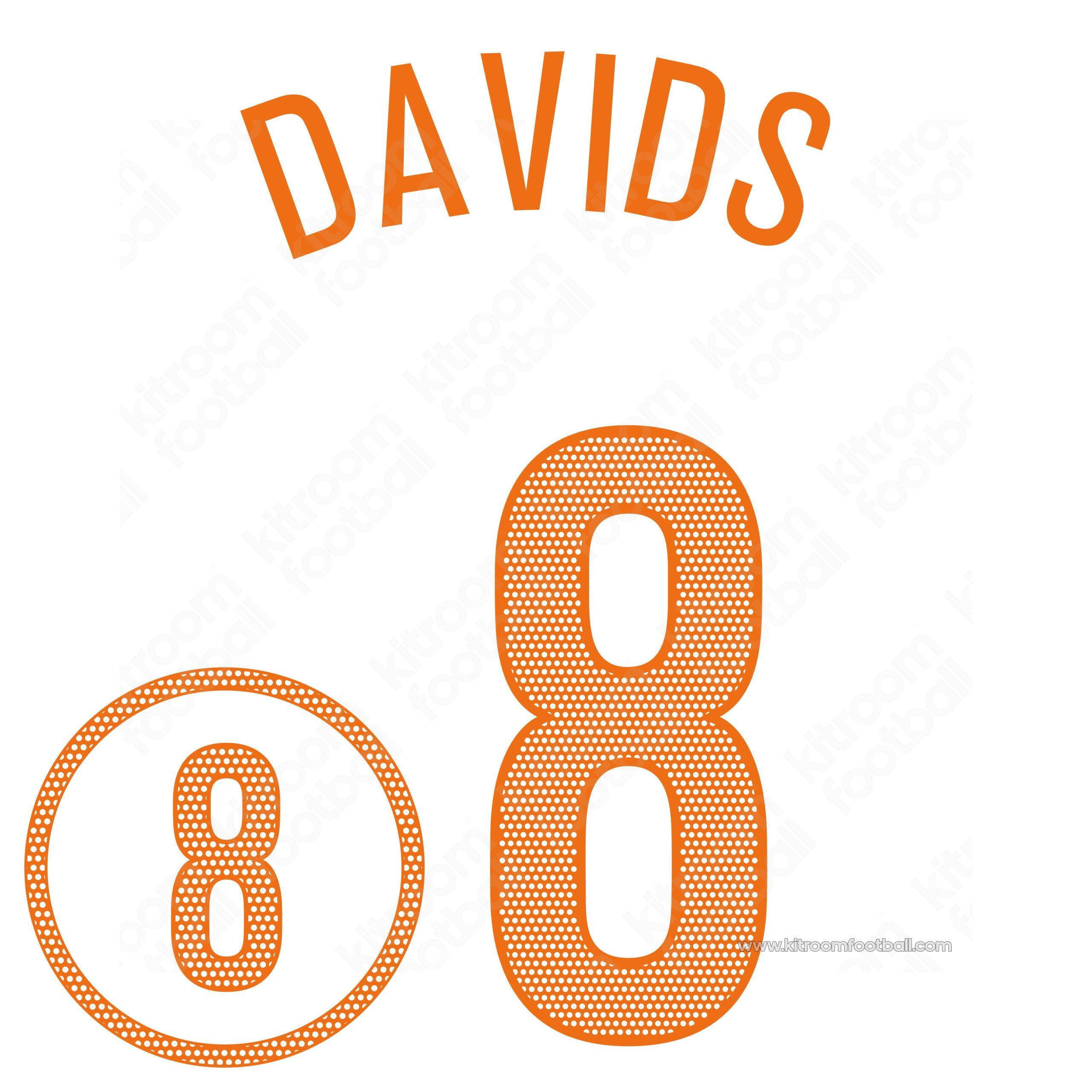 2004 UEFA Euro Netherlands Away Name Set #8 DAVIDS (Repro
