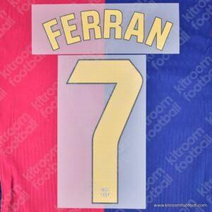 Original Player Issue 2024-25 Barcelona La Liga Home Name Set #7 FERRAN (TPT)