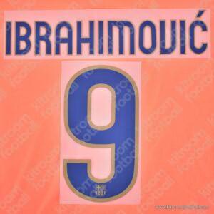 Original Player Issue 2008-10 Barcelona Away & Third Name Set #9 IBRAHIMOVIC (Sipesa)