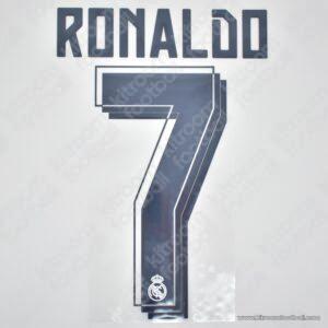 Official Reissue 2015-16 Real Madrid Home Name Set #7 RONALDO (Sporting ID)