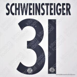 Official Reissue 2011-13 Bayern Munich Away Name Set #31 SCHWEINSTEIGER (DekoGraphics)