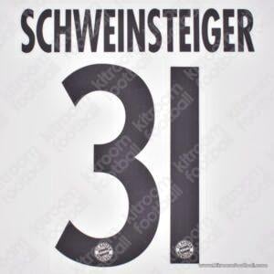 Official Reissue 2013-14 Bayern Munich Away Name Set #31 SCHWEINSTEIGER (DekoGraphics)