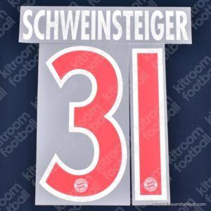 Official Reissue 2013-14 Bayern Munich Third Name Set #31 SCHWEINSTEIGER (DekoGraphics)