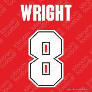 1995-96 Arsenal Home Name Set #8 WRIGHT (Repro) - Image 1
