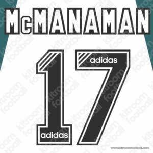 1994-95 Liverpool Away Name Set #17 McMANAMAN (Repro)