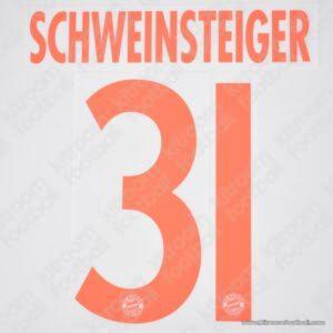 Official Reissue 2011-13 Bayern Munich Away Name Set #31 SCHWEINSTEIGER (DekoGraphics)